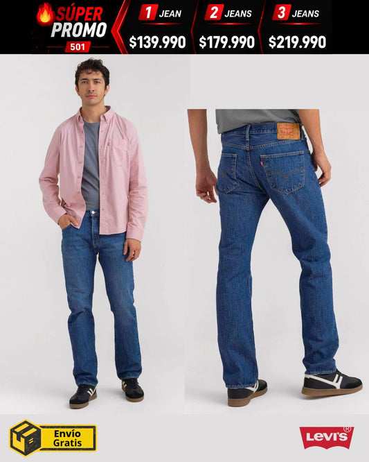 Jean Levis® 501 Estilo Original rígido bota recta x 3 unidades